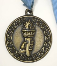 Vintage Medal &amp; Ribbon Olympic Torch (Front) \2nd Place YIASOU 5K on Back - £12.34 GBP