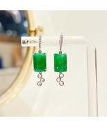 Genuine Jade Drop Earrings 18k White Gold Dainty Imperial Grade A Burmes... - $17,953.97 CAD