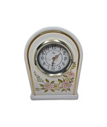 Elgin Clock Mantel Pink Flowers Quartz Cream Cottage Core Decor Working - $387.19 MXN