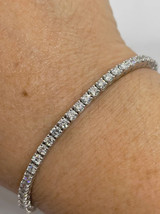 4mm Round Lab-Created Diamond Tennis Bracelet 14K White Gold Plated Size 7.5&quot; - £146.61 GBP
