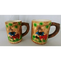 Set Of 2 Estes Park Colorado Coffee Cups With Man Hunting 3D Design - £13.12 GBP