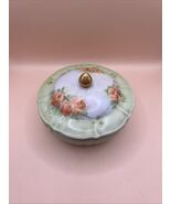 Vintage 1969 Hand Painted Porcelain Powder Jar Trinket Box Roses Signed ... - $41.81 CAD