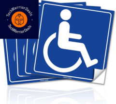 (Set of 4) Handicap / Disabled Wheelchair Accessible Sign | 6&quot; x 6&quot;, Blue  - £17.36 GBP