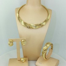 Classy Dubai Gold Jewelry  Fine Jewelry Sets for Women Party FHK12492 - £110.19 GBP