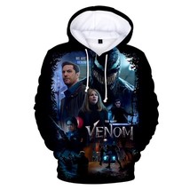 Comic Venom Hoodie Sweatshirts Men   Cool Black Autumn Winter Tops Velvet Warm H - £65.33 GBP