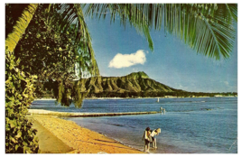 Diamond Heard Framed by Waikiki Beach Hawaii Postcard Posted - £5.54 GBP