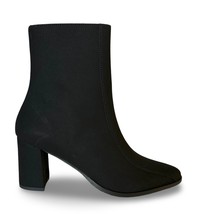 Women black ankle boots vegan suede heels point toe zipper casual office... - $2,718.28 MXN