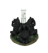 See Hear Speak No Evil Bear Rain Gauge Decorative Resin Garden Statue Gl... - $26.31