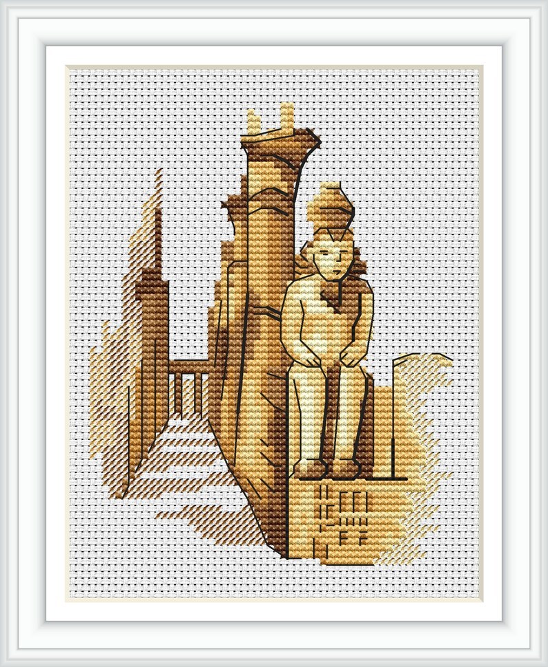 Egypt cross stitch Luxor pattern pdf - Sphynx embroidery Egypt travel cr... - $3.29