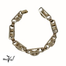 Vintage Coro 3D Curved Arch Chain Linked Gold Metal Bracelet 7.5&quot; Long -Hey Viv - £20.54 GBP