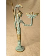 Vintage Green Bronze Olympian Goddess Athena Statue With Spear &amp; Nike Vi... - $1,579.22 MXN