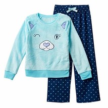 Girl&#39;s Cozy Animals Faux Fur Kitty Cat Pajama Set, Size 4 - $9.64