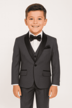 Boys Charcoal Grey Shawl Tuxedo Suit - $2,245.46 MXN+
