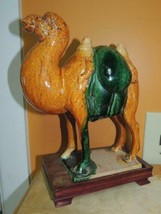 Chinese Mud Camel 11&quot;x8.25&quot; yellow Mudman Mud Man Tang style Sancai wood... - £161.38 GBP