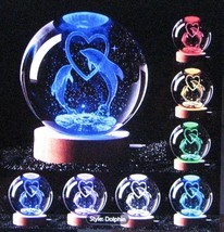 Dolphin Crystal Ball, Night Light with Heart, Visualization lamp, Desk lamp - $29.69