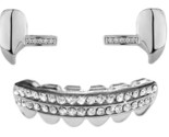 Custom 14K White Gold Plated Lower Teeth Grillz &amp; Upper Top Double Fangs... - $17.81