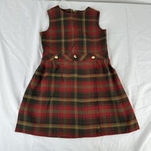 Vtg Girls Jumper Plaid Textured Dress Halpern’s Toronto 23.5” Long 12.75” P2P - £31.06 GBP