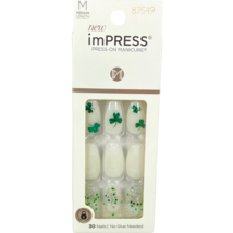 Kiss Nails Impress Press Manicure Medium Coffin Gel St. Pattys Day Green Clover - $16.88