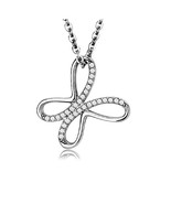 18 Inch High Polish Stainless Steel Pendant Necklace Butterfly Clear CZ ... - $16.81 CAD