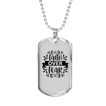 Faith Over Fear Dark Necklace Stainless Steel or 18k Gold Dog Tag 24&quot; Chain - £38.04 GBP+