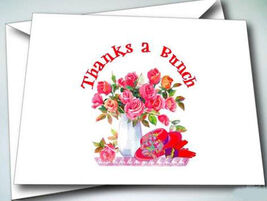6 NOTE CARDS W/ ENVELOPES FLOWERS &amp; RED HAT THANKS A BUNCH FOR LADIES OF... - $12.19
