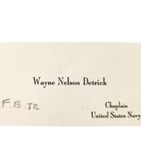 1920s Wayne Detrick Chaplain United States Navy Business Card Military E85F - $29.99