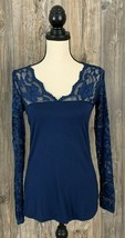 Zanzea Shirt Size Small Blue Lace V-Neck Stretchy Long Sleeve Rayon/Spandex NEW - £11.37 GBP