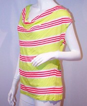 Splendid Cowl Neck Top Draped Shirt Multi Striped Yellow Pink ( Xs ) - £71.37 GBP