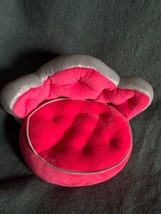 Hot Pink Plush w Silver Sparkles Stuffed Chaise Chair for Dolls or Stuffed Anima - £7.65 GBP