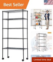 Modern Black Wire Storage Unit - Heavy Duty, Adjustable 5-Tier Rack for ... - $60.00