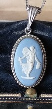 Vintage 1978 925 Blue Silver Wedgwood Pendant on 20 Inch  925 Chain - Ha... - £73.98 GBP