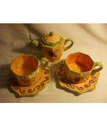 Shabby Chic Hand Painted Morris National Hand Painted Teapot Cups and Sa... - £39.46 GBP