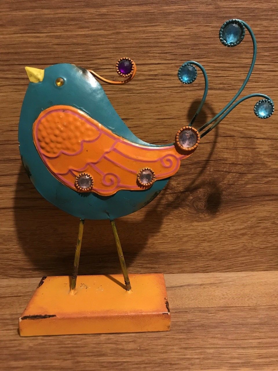 Whimsical, Colorful, Decorative, Jeweled Metal Tin Funky Chick - $20.00