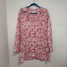 Coolibar UPF 50+ Hooded Tunic Cover-Up Pink Palm Print XL Sun Protection - $650.07 MXN
