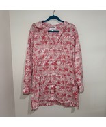 Coolibar UPF 50+ Hooded Tunic Cover-Up Pink Palm Print XL Sun Protection - $34.95