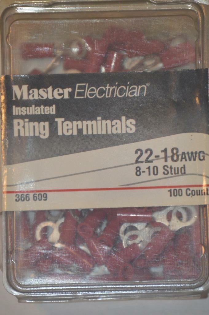 Insulated ring Terminals 22-18AWG 8-10 Stud 100 count  E37 - $9.99