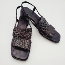 Vtg Sesto Meucci Brown Woven Leather Slingback Sandals Made in Italy Wom... - $32.71