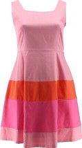 Isaac Mizrahi Always Isaac Pink Color Block Satin Stretch Dress Size 2 - £46.22 GBP