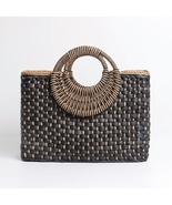 New Style Black Straw Handbag Carrying handbag Tote bag Shoulder handbag #H281 - $59.80