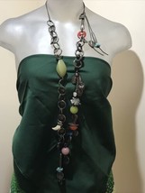 Rare Uno De 50 Colorful Long Short Charms  Necklace 40” Sterling Silver ... - $650.01