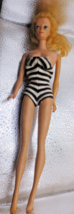 Vintage Barbie #5 1958 Ponytail Doll BLONDE w/ Black &amp; White Striped Swimsuit - £144.13 GBP