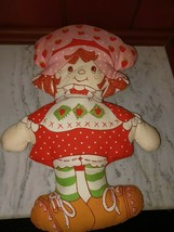 Vintage Stuffed Strawberry Shortcake Cut Sew Panel Pillow Doll 18&quot; 80s - £11.86 GBP