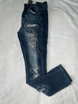 VIP Jeans Distressed Dark Blue Low Rise Denim Size 15/16 - $27.88 CAD