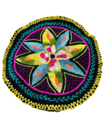 Shipibo Hand Embroidered Round Patch | Ayahuasca Flower | 9.5&quot; (24 cm) D... - €23,80 EUR