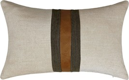Boysum Farmhouse Decorative Outdoor Throw Pillow Covers, Brown Faux Leather - £28.85 GBP