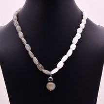 Naturweiß Jade Gepunkteter Rutil Edelstein Perlen Halskette 10-15 MM 16 &quot; - £7.37 GBP