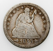 1853-O 25C Assis Liberty Quarts Flèches &amp; Rayons Fin État, Tout Lettres - $2,990.64 MXN
