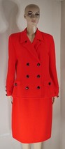 St. John Collection Red Double Breasted Santana Knit Skirt Suit Womens Size 12 - £203.60 GBP