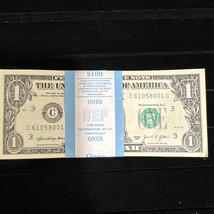 One Stack of ONE DOLLAR 2021 $1 Notes UNC BEP PACK Series 01 to 100 - $494.95