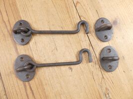 2 Iron Hook &amp; Latch Eye Lock Drawer Hand Forged Barn Cabin Door **SOME R... - $16.99